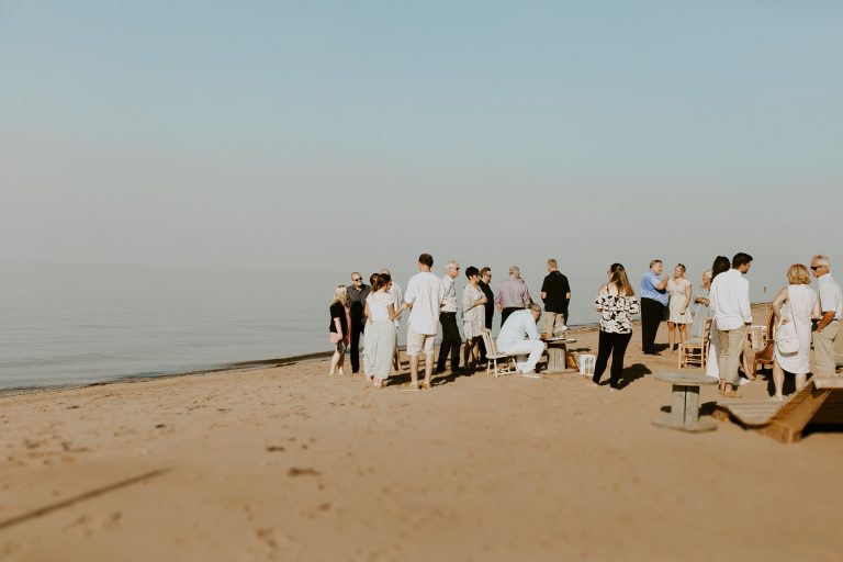 beach intimate wedding with guests
